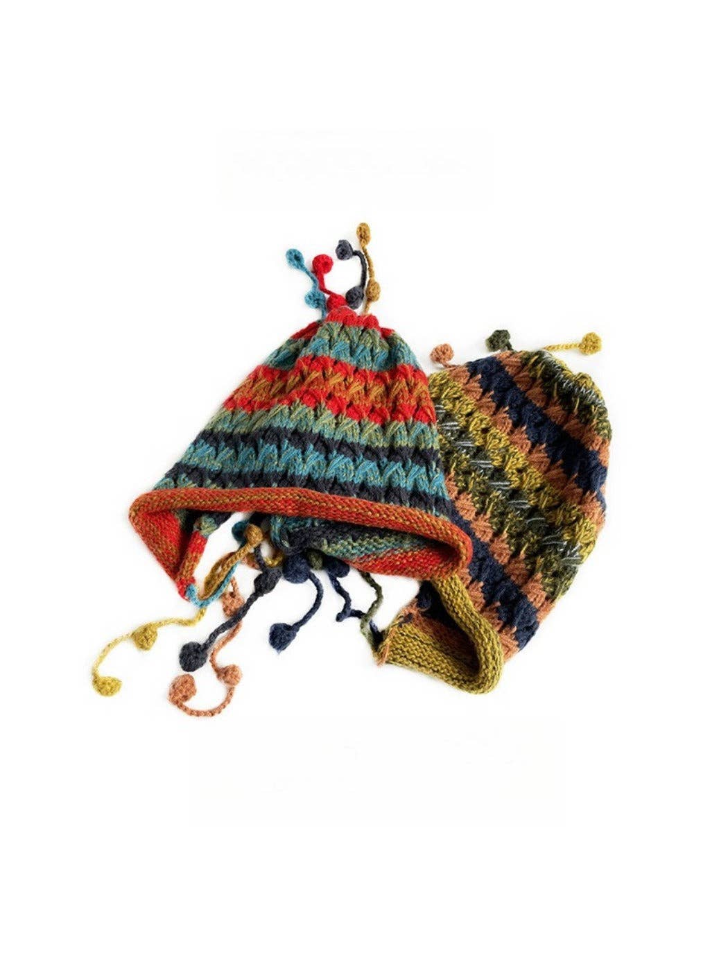 Funkyrel® Atzbranding Limited - Wholesale Beanie - Women's - Haila - Colorful Earflap Knitted Beanie with Pompoms9