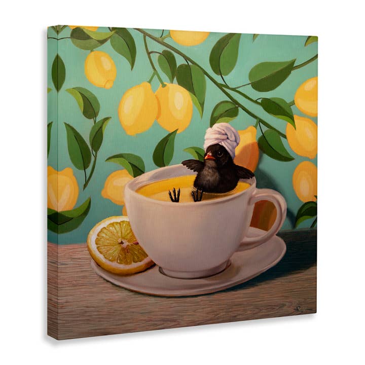 Stupell Industries - Wholesale Wall Sign - Bird Bathing Lemon Tea - Unframed Wall Art6