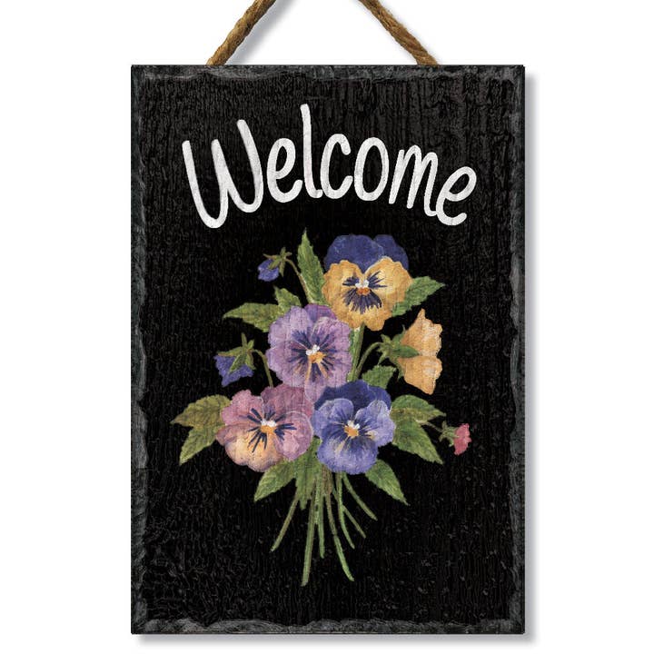 Pansies Welcome - Slate Impressions for wholesale by ST Creations