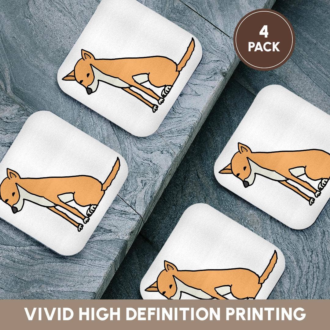 3dRose - Wholesale Coasters - 3dRose, Funny Cute Australian Dingo Wild Dog Cartoon, Coaster12