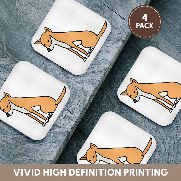 3dRose - Wholesale Coasters - 3dRose, Funny Cute Australian Dingo Wild Dog Cartoon, Coaster12