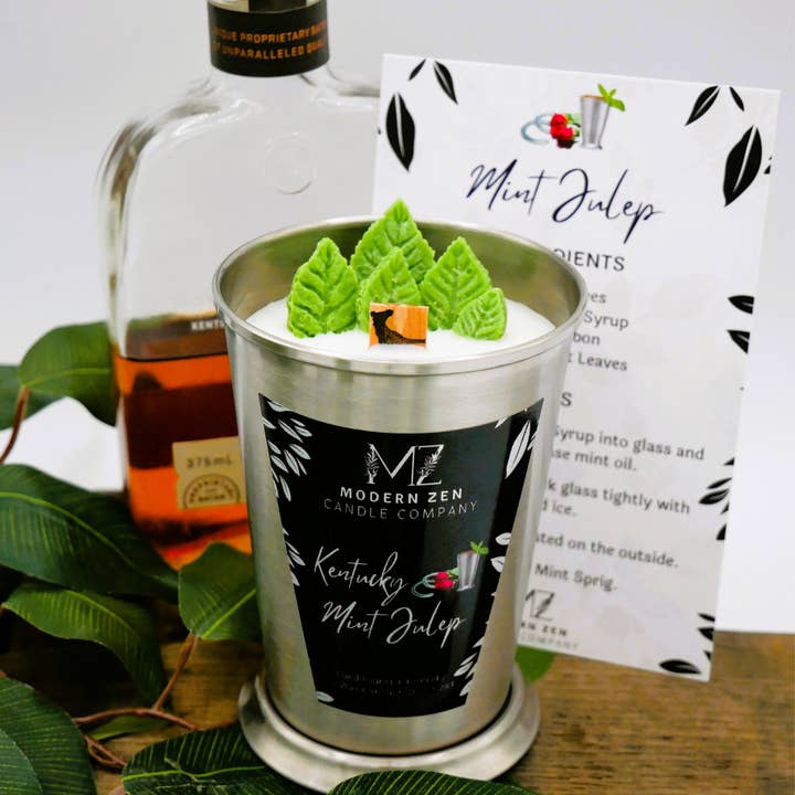 Candela di soia Kentucky Mint Julep per la vendita all'ingrosso da parte di Modern Zen Candle Company