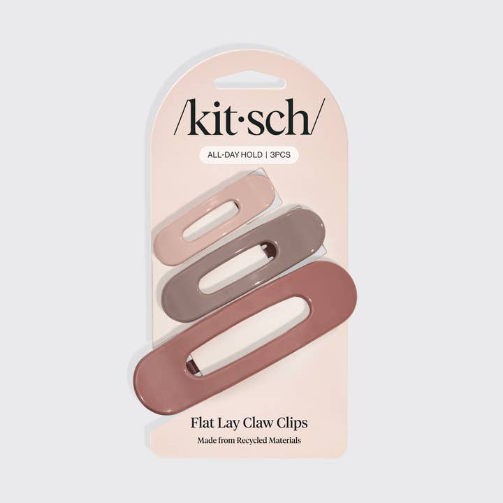 KITSCH - Wholesale Hair Clip - Women's - Flat Lay Claw Clip 3pc Flat - Ultra Glossy Terracotta2