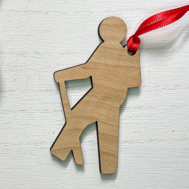 Simple Hiker Wood Ornament for wholesale by Almost Local