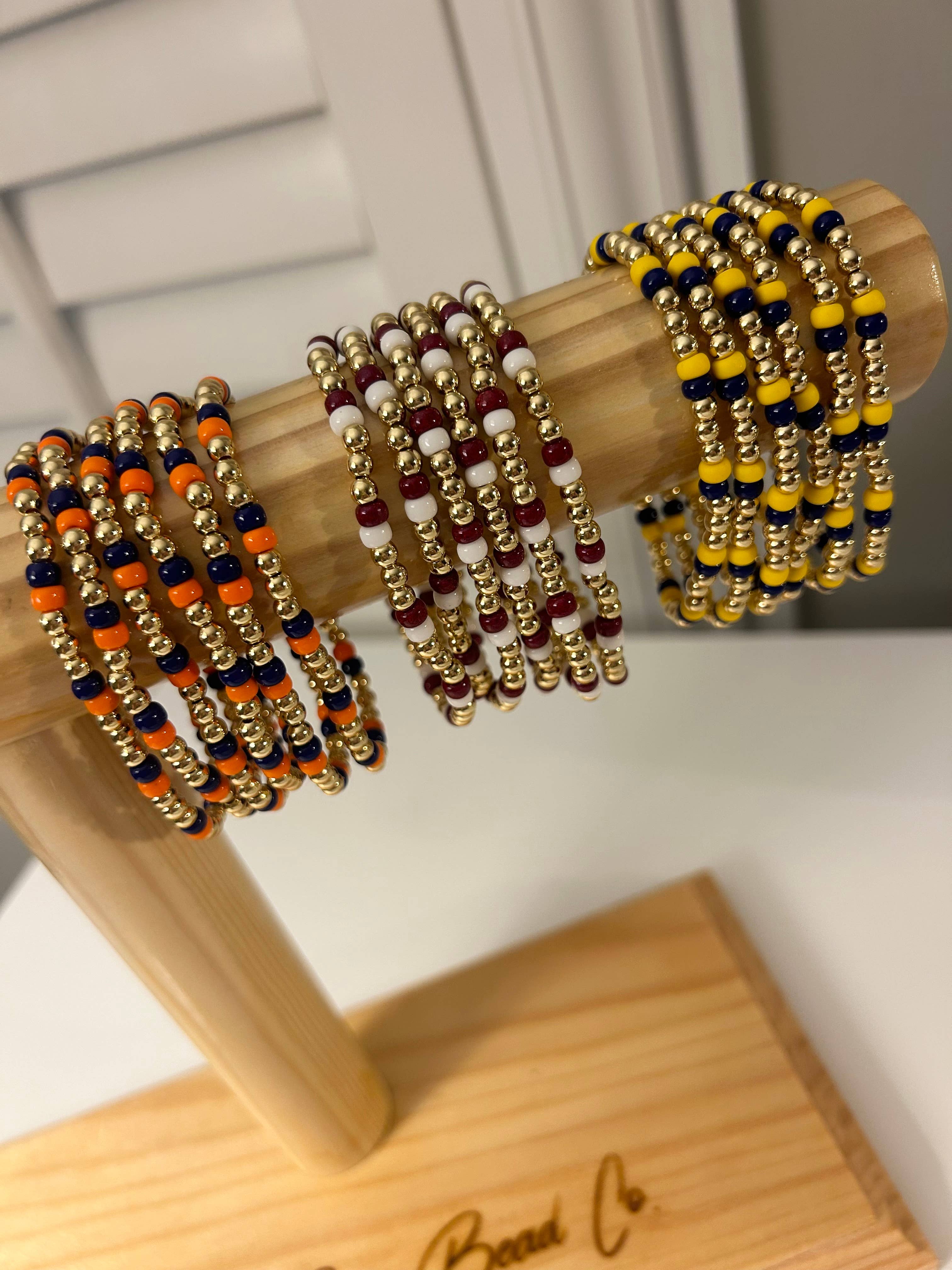 Back Bay Bead Company - Wholesale Beaded Bracelet - Game Day Gold Color Bracelets Sports Beaded3