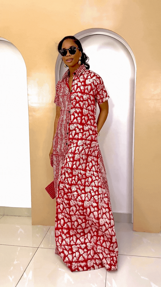 DUA MENKA - Wholesale Kaftan - Women's - Odiegwu Adire Maxi Kaftan Dress - Final Sale0