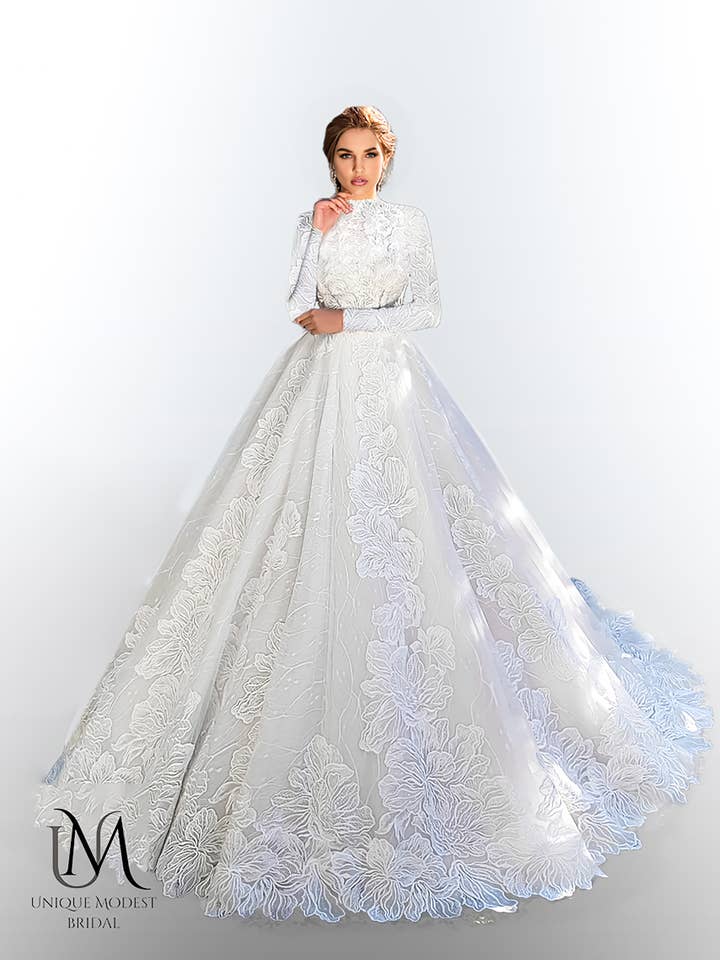 Amara - Elegant A-linje / Balklänning Modest Bröllopsklänning för wholesale av Unique Modest Bridal