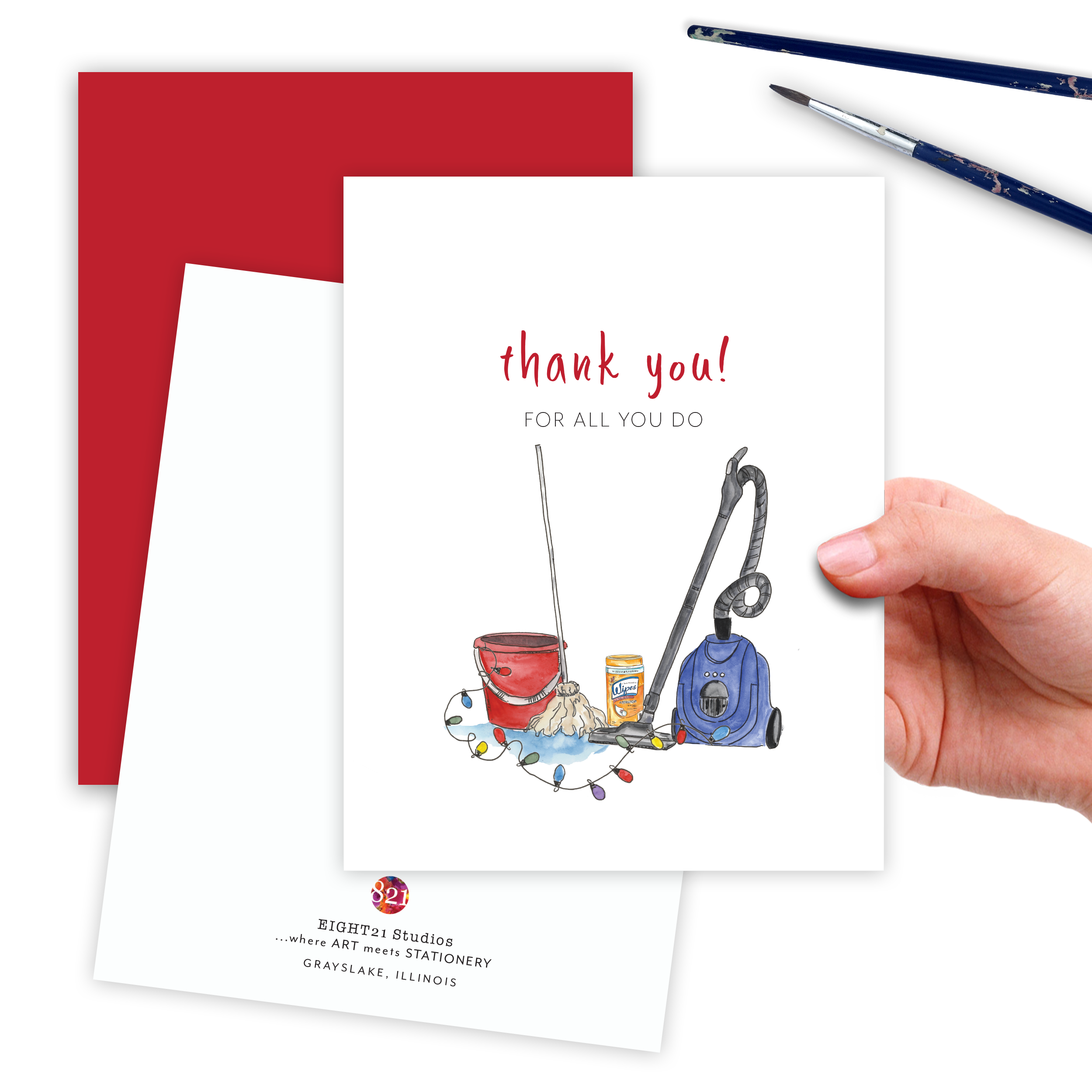 Eight21 Studios + Unique Greeting Cards, Art and Stationery - Wholesale Christmas Card - Cleaning Service Maid Appreciation Christmas Greeting Card1