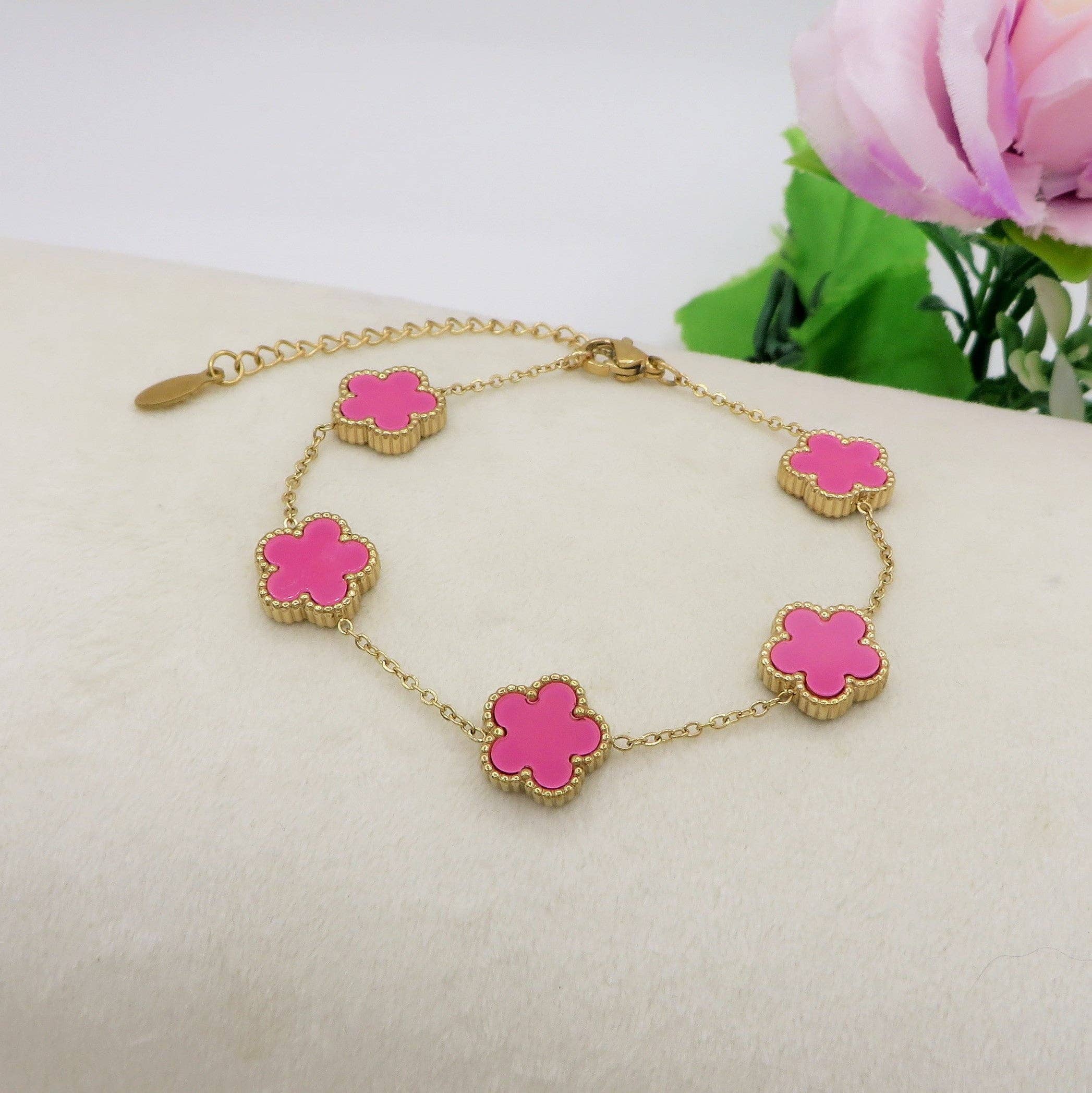 Daemon srls - Wholesale Charm/Dangle Bracelet - LILY  big Flowers ACCIAIO INOSSIDABILE ~ Bracciale fiori in madreperla5