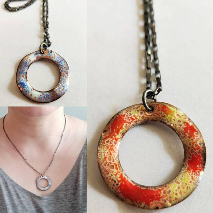 Freya Reversible Sterling Silver and Enamel Necklace for wholesale by Papazian Design, LLC