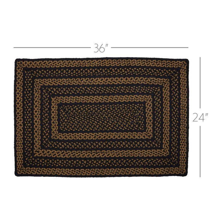 VHC Brands - Wholesale Area Rug - Black & Tan Jute Rug Rect 24x36