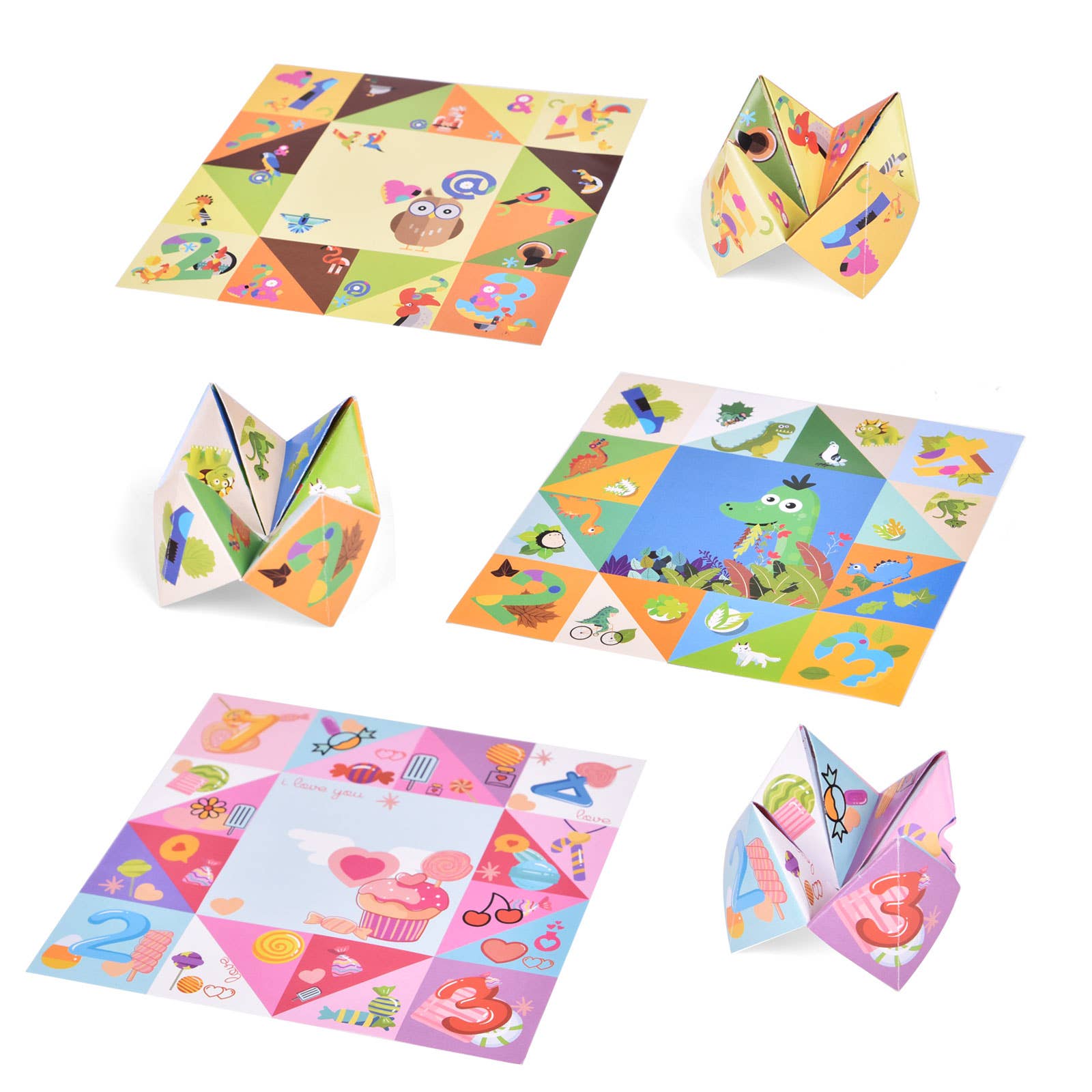 Fun Little Toys - Wholesale Origami/Kirigami paper - 48 PCs Cootie Catcher Cards Birthday Gifts3
