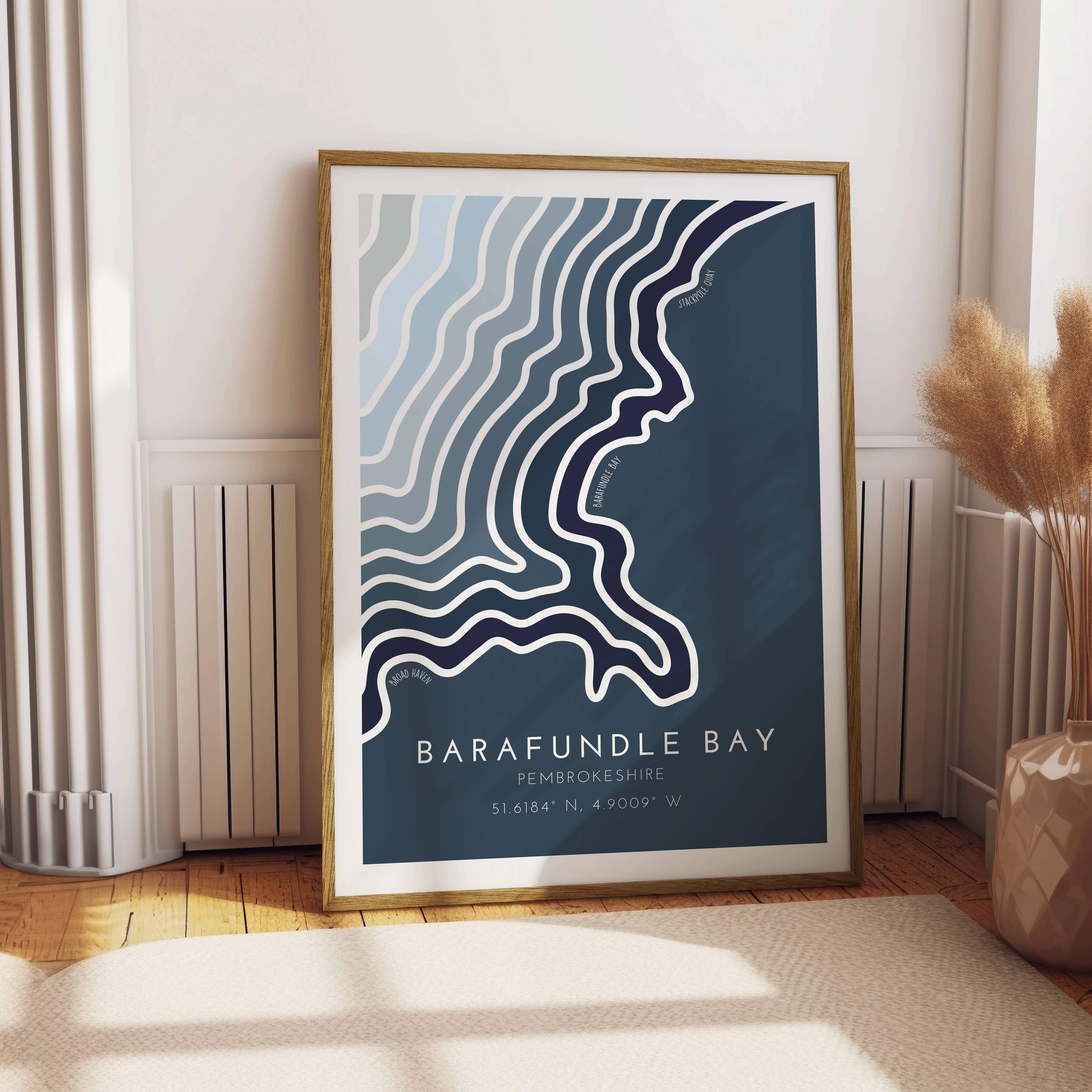 Jude River Design – wholesale Art print – Barafundle Coastline Print - Coastal Wall Art2