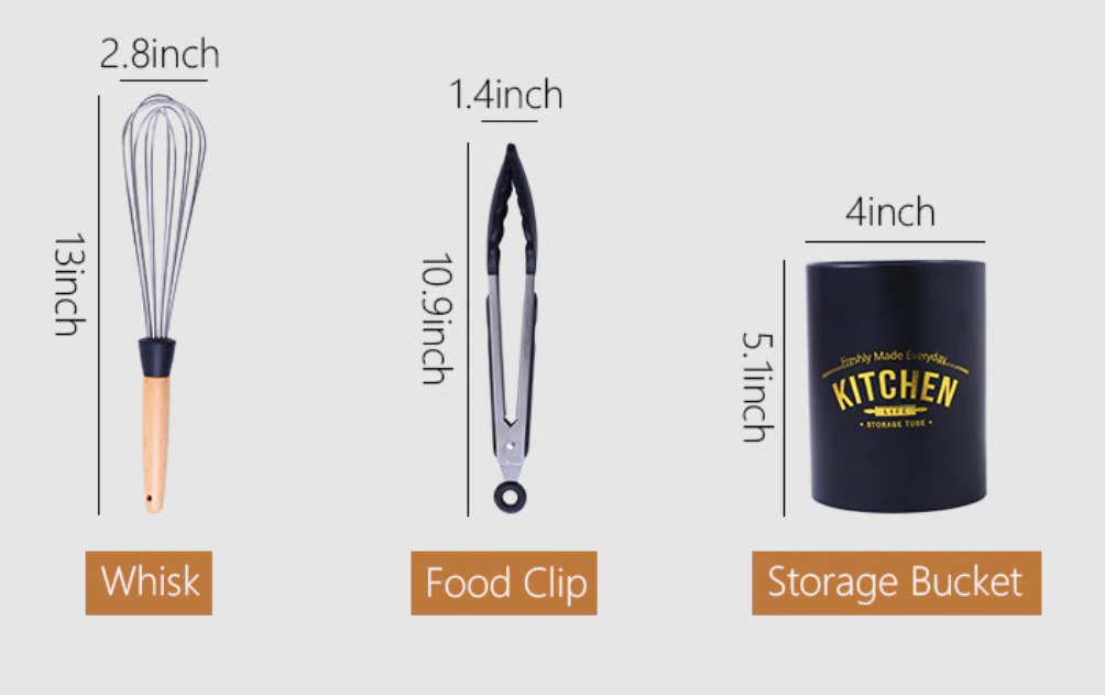 Homerely (We Cover All Import Duties) - Wholesale Kitchen Utensil Set - White / Black Silicone Kitchen Utensils Set10