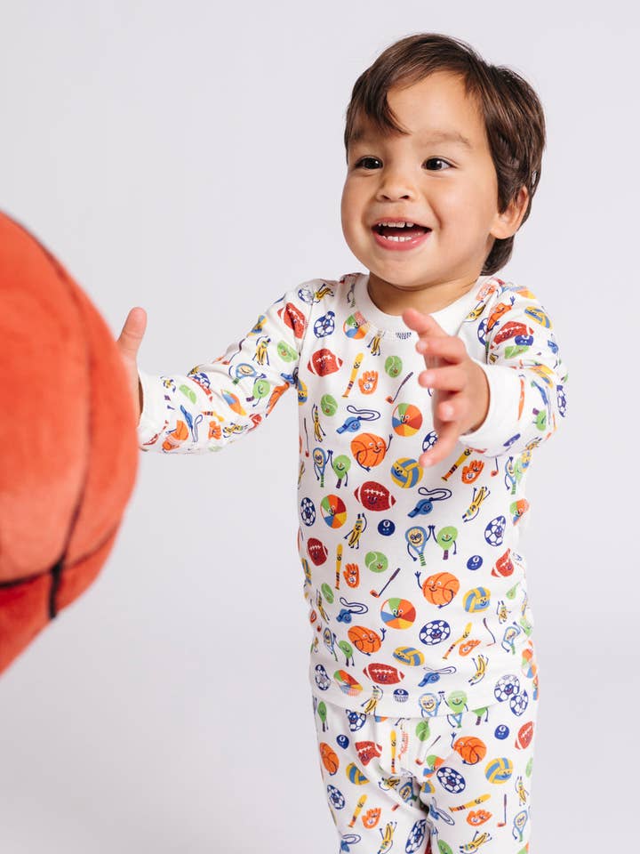 Play Ball Organic Pima Cotton Pajama Set for wholesale by Dodo Banana