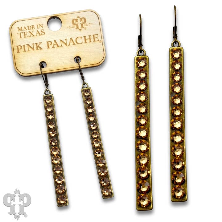 Pink Panache Brands - Wholesale Dangle Earrings - Sleek bar earring with Austrian crystals9