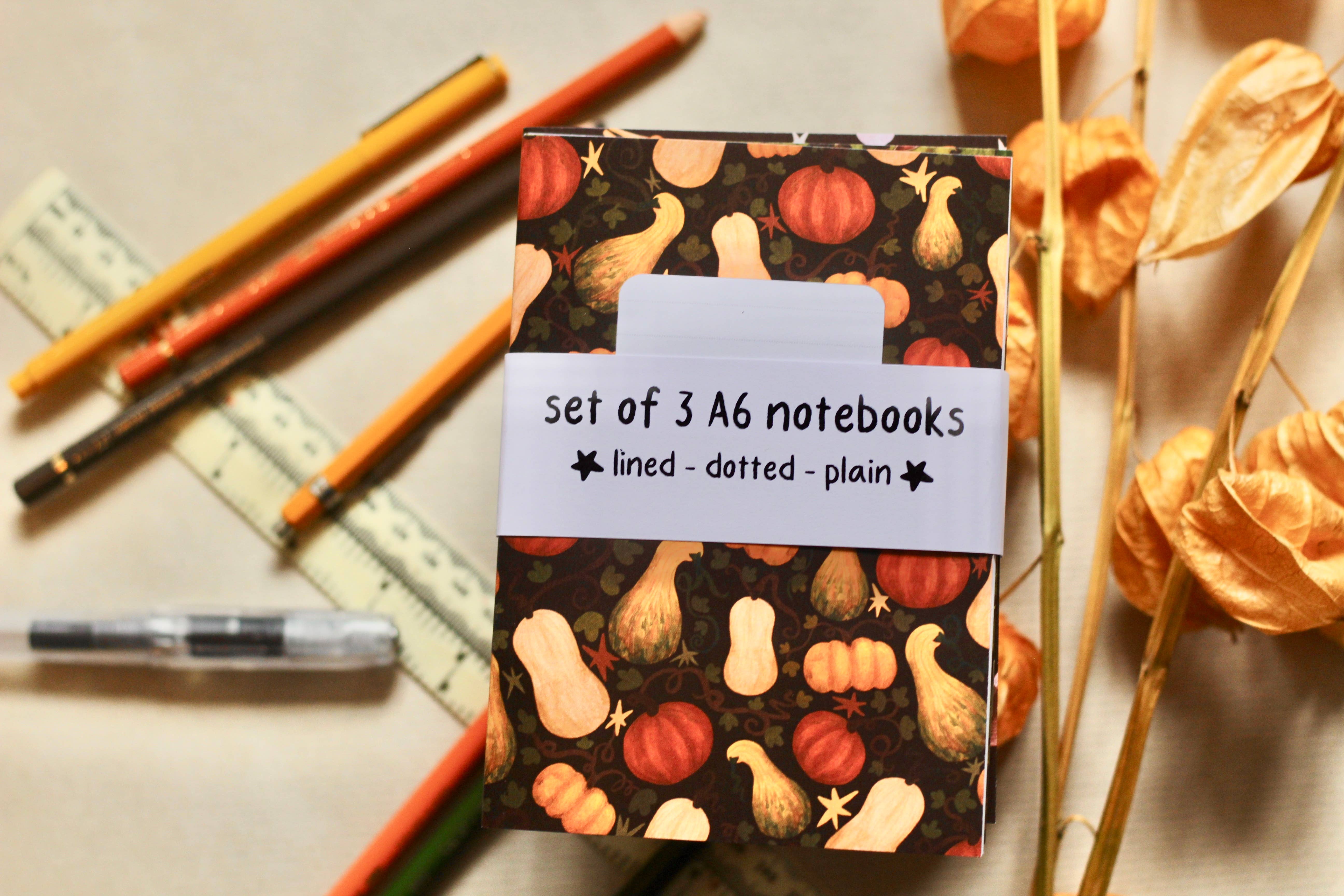 Josie Makes Stuff – Großhandel Notizbücher – Satz von drei herbstlichen A6-Taschenheften1