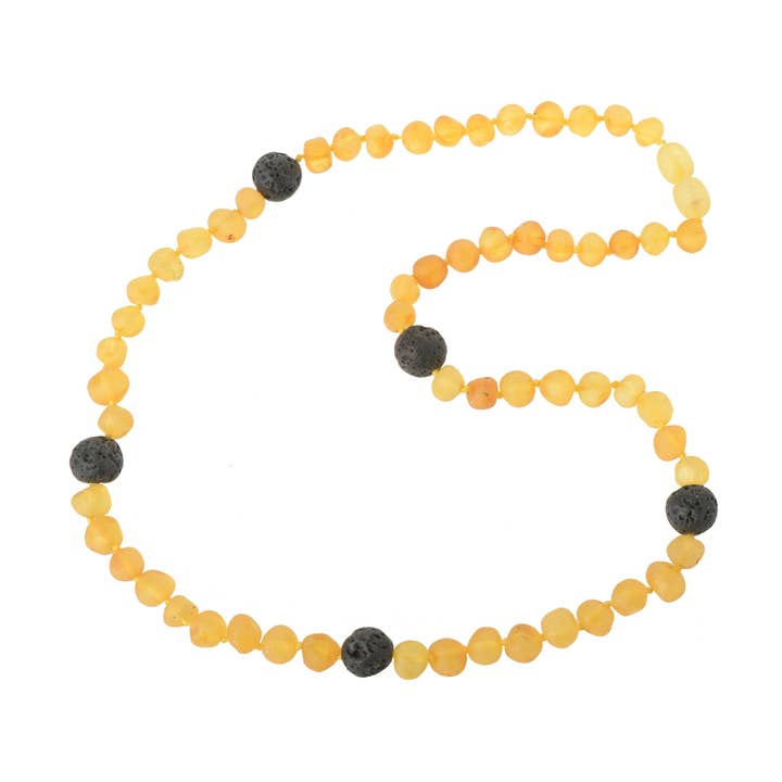 Colar de contas de âmbar e lava polido barroco limão para adultos por atacado de The Natural Amber