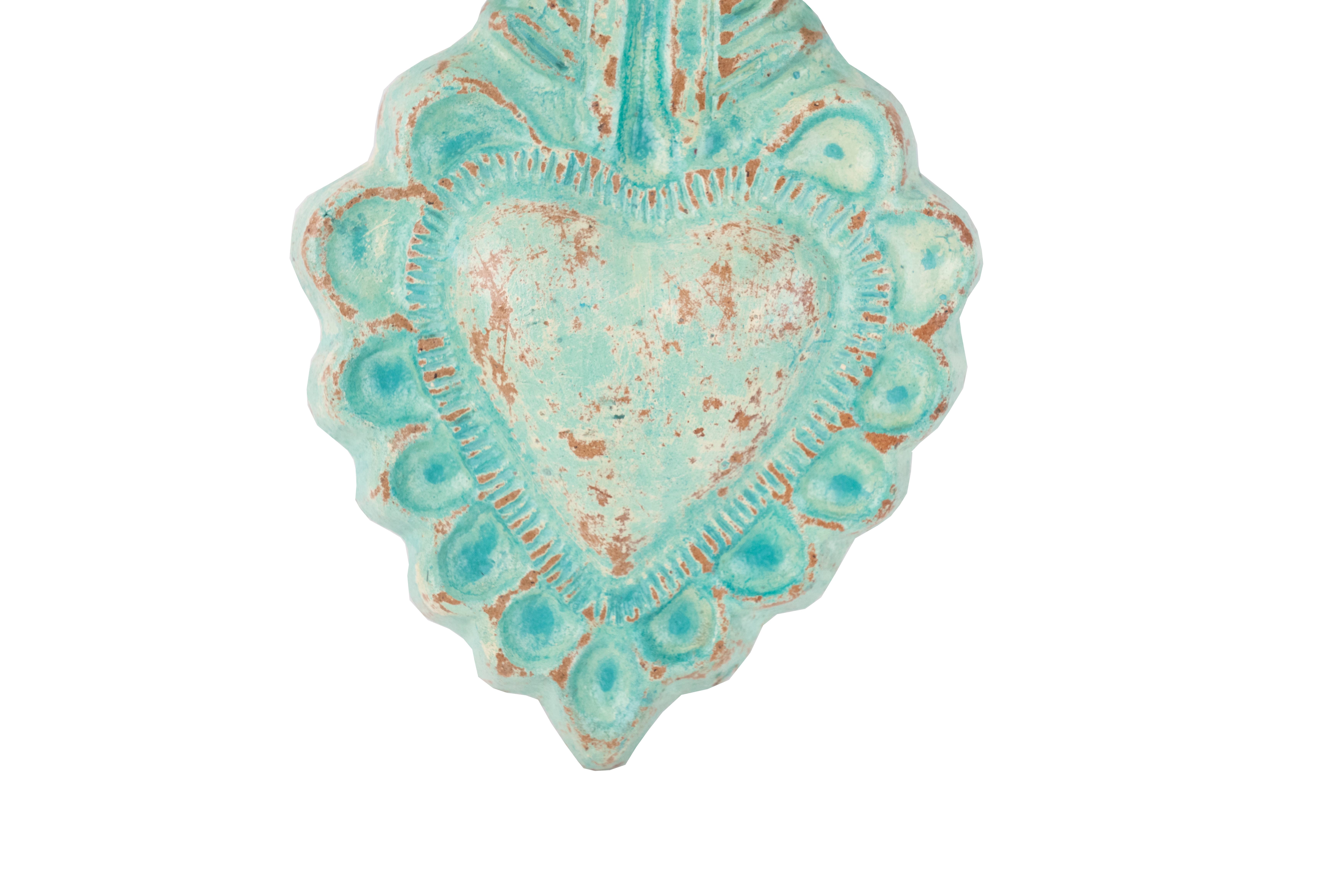 My Amigos Imports – wholesale Wall cross – Corpus Clay Heart with Cross-7.5x13 in-Handmade-3 Colors3