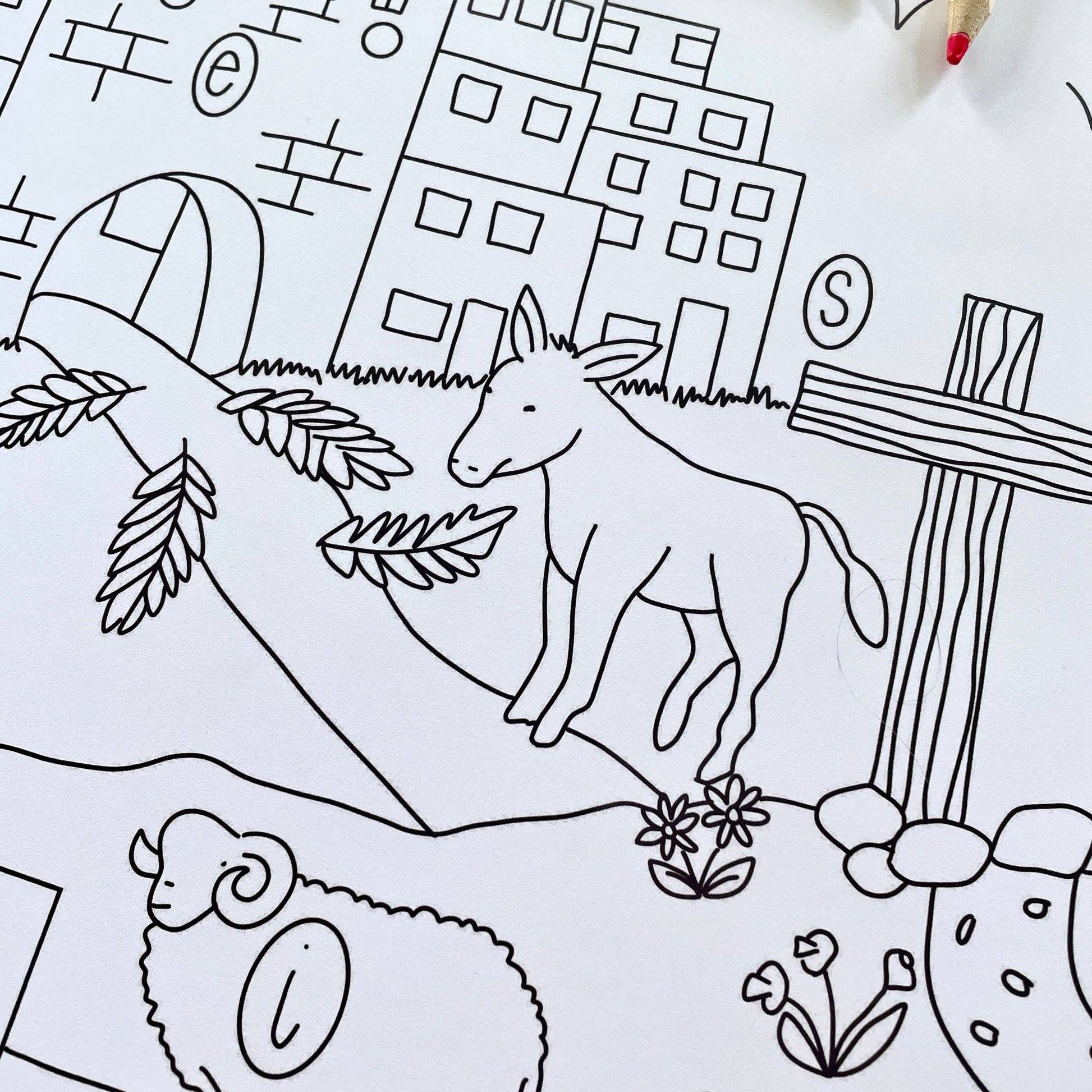 And Hope Designs - Cards, Stickers & Stationery - Wholesale Coloring Mat - Kids & Baby - Jumbo Holy Week Easter Colouring Page, Big Holiday Activity 5