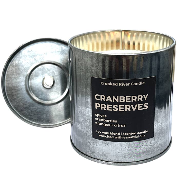 Crooked River Candle - Wholesale Jar/Filled Candle - Cranberry Preserves Candle | Rustic Tin | Wood Wick2