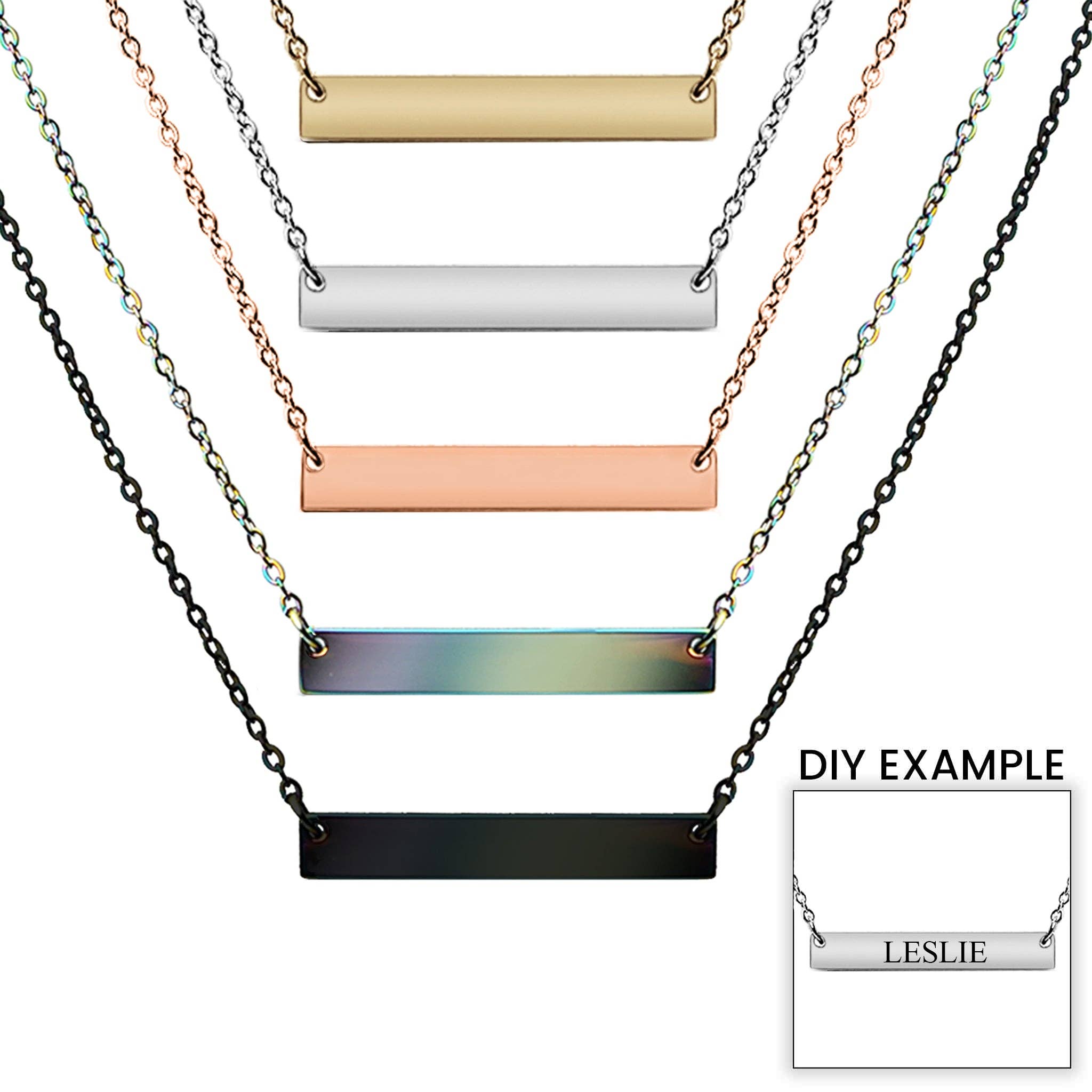 WJW - Wholesale Pendant/Charm Necklace - Polished Blank Stainless Steel Bar Necklace11