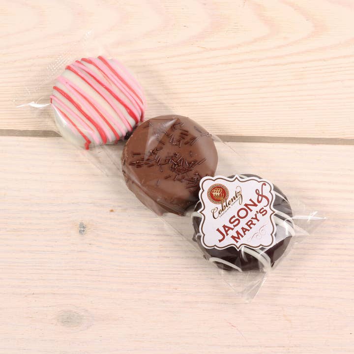 Valentine Cookie Trio Sleeve, 2.7 oz for wholesale by Coblentz Chocolate Company