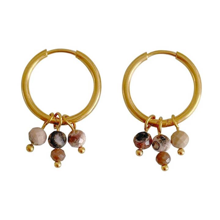 Rhodochrosite & Labradorite Earrings - Gold & Silver for wholesale by Saint Clairmont