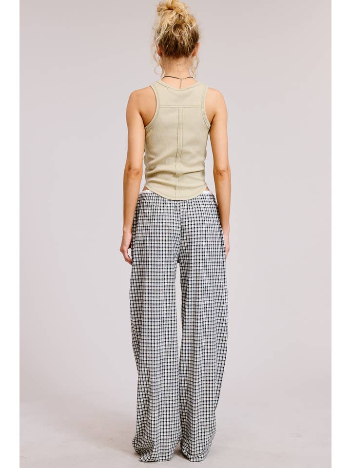 Mimosa - Wholesale Lounge Sweatpants/Joggers - Women's - Gingham Boxer Lounge Pants with Contrast Waistband5