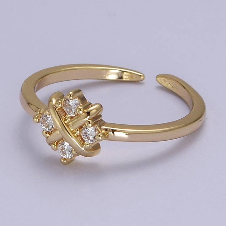 Dainty Gold Flower Ring Open Adjustable Ring S-529 for wholesale by Aim Eternal