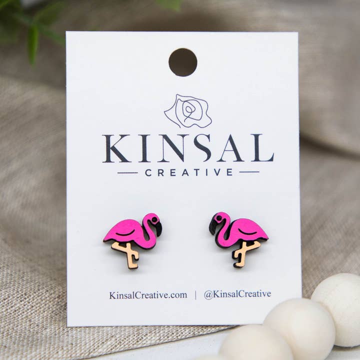Flamingo træ Stud Øreringe for engroshandel hos Kinsal Creative