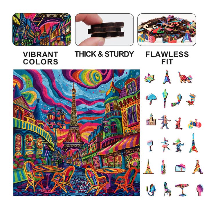 Trippy Puzzle Co – Engroshandel Puslespil - Voksen – Parisisk prisme træpuslespil 300PC5