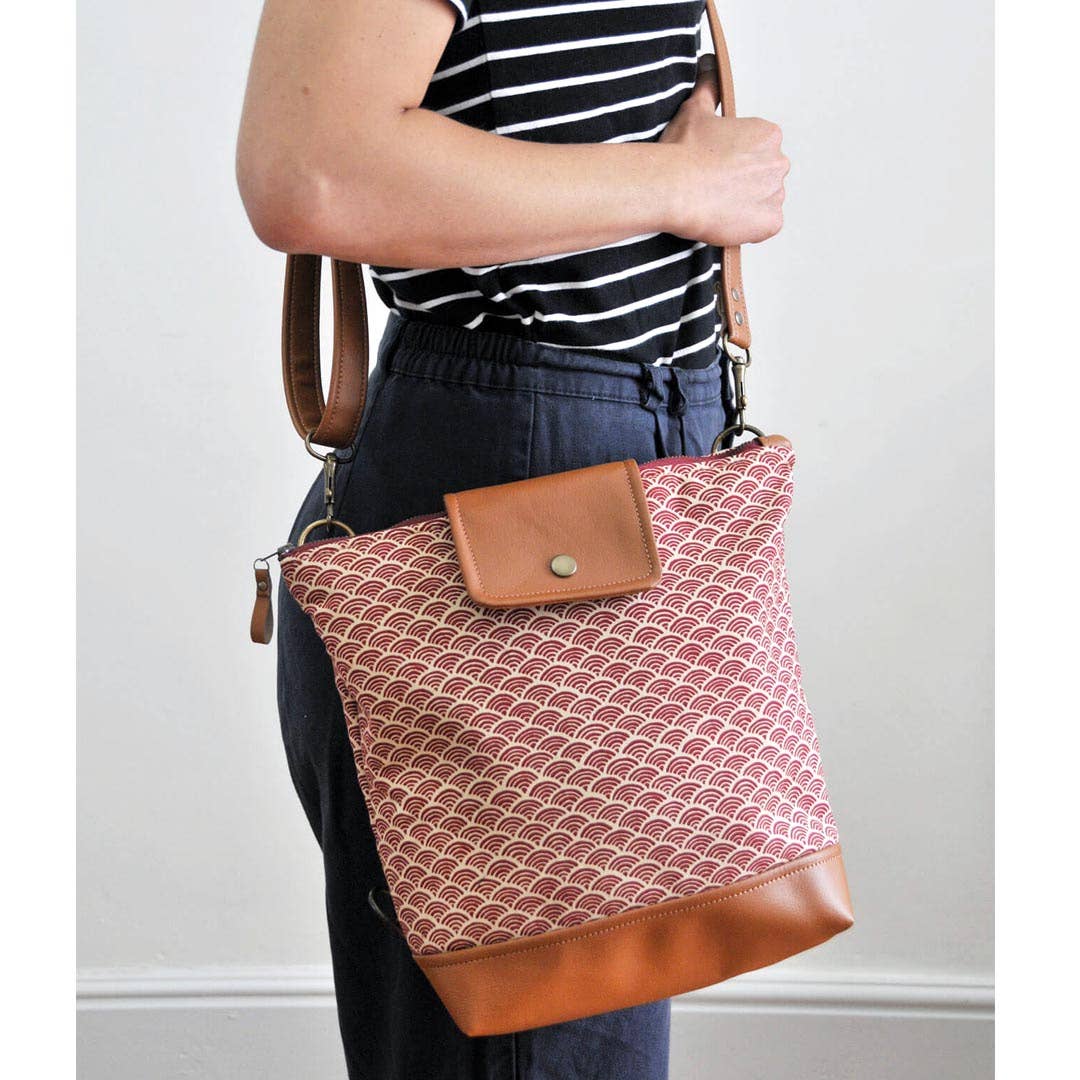 Lauren Holloway - Wholesale Backpack - Women's - Willow Convertible Backpack - Red Japanese Wave10