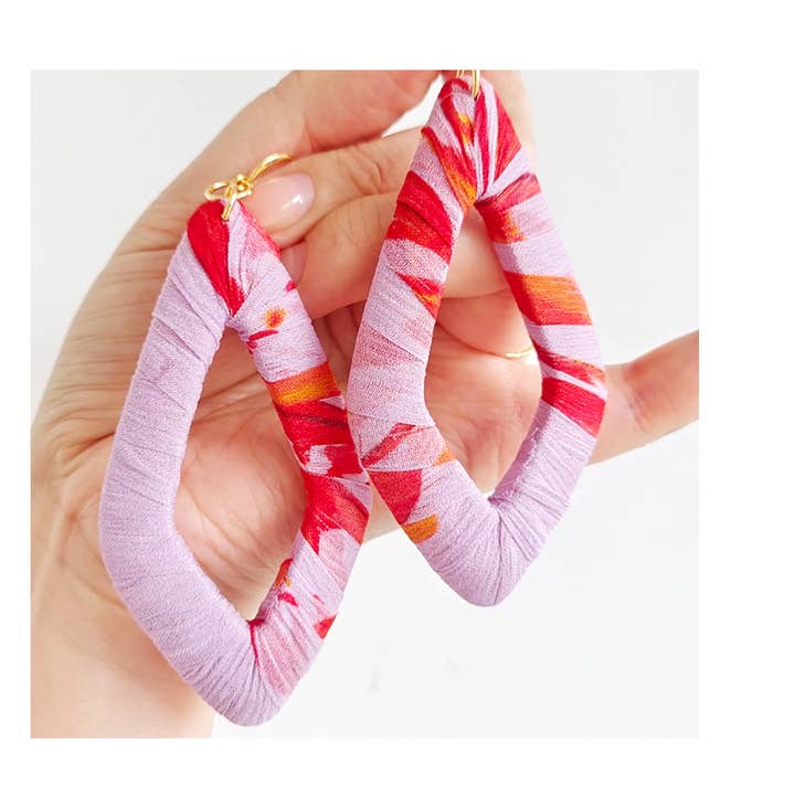 Fabric Dangle Earrings | Diamond-Shaped Geometric Statement for wholesale by Aprilis Creations