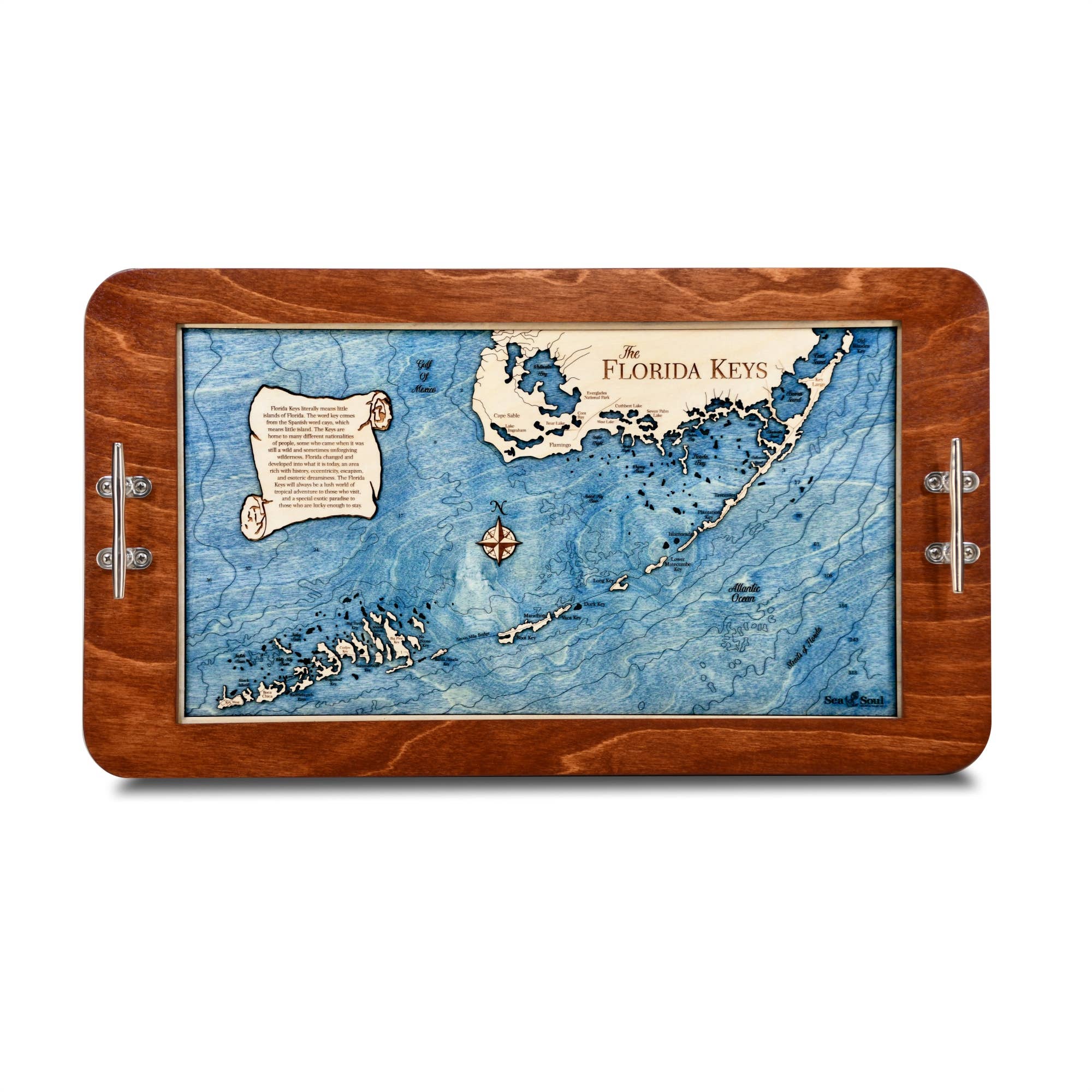 Sea & Soul Nautical Chart Art – Großhandel Serviertabletts – Küsten-Florida Nautische 3D-Holzkarte Serviertablett & Wandkunst7