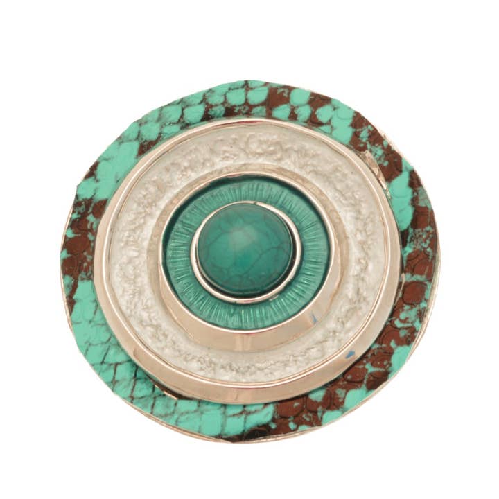 Green Snakeskin Magnetic Brooch for wholesale by Miss Milly Limited