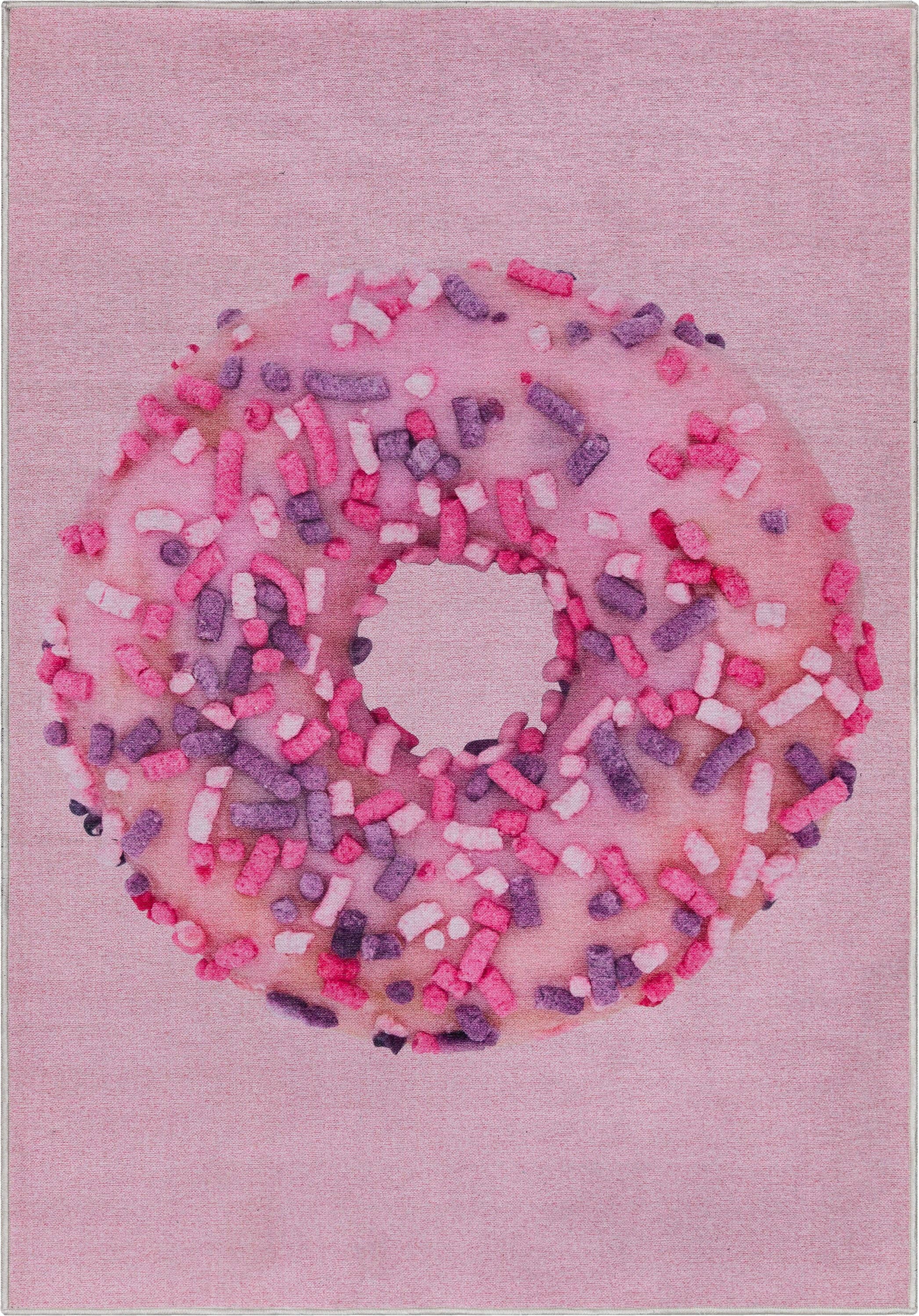 Well Woven - Wholesale Area Rug - Pink Sprinkles Donut Novelty Pink Flat-Weave Rug1