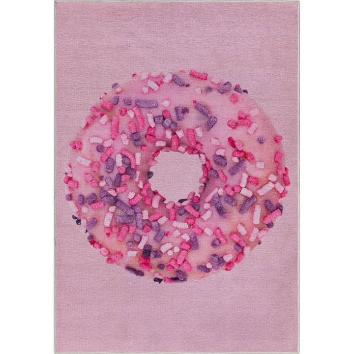 Well Woven - Wholesale Area Rug - Pink Sprinkles Donut Novelty Pink Flat-Weave Rug1