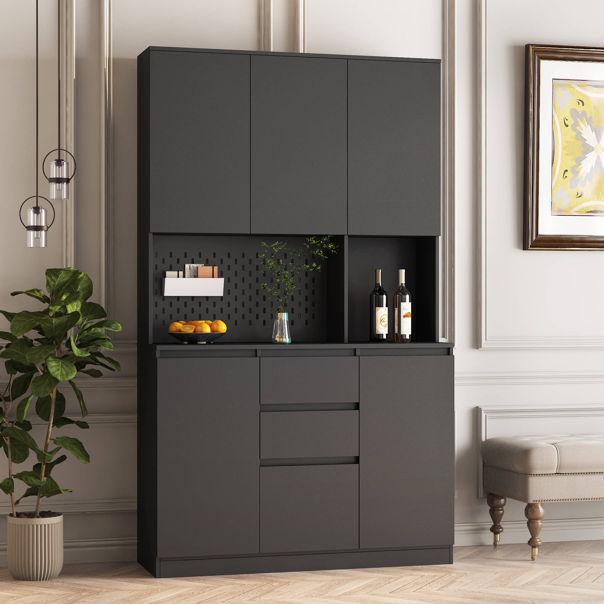39F Inc. - Vente Armoire - Armoire de garde-manger 74", station de charge, support pour micro-ondes17