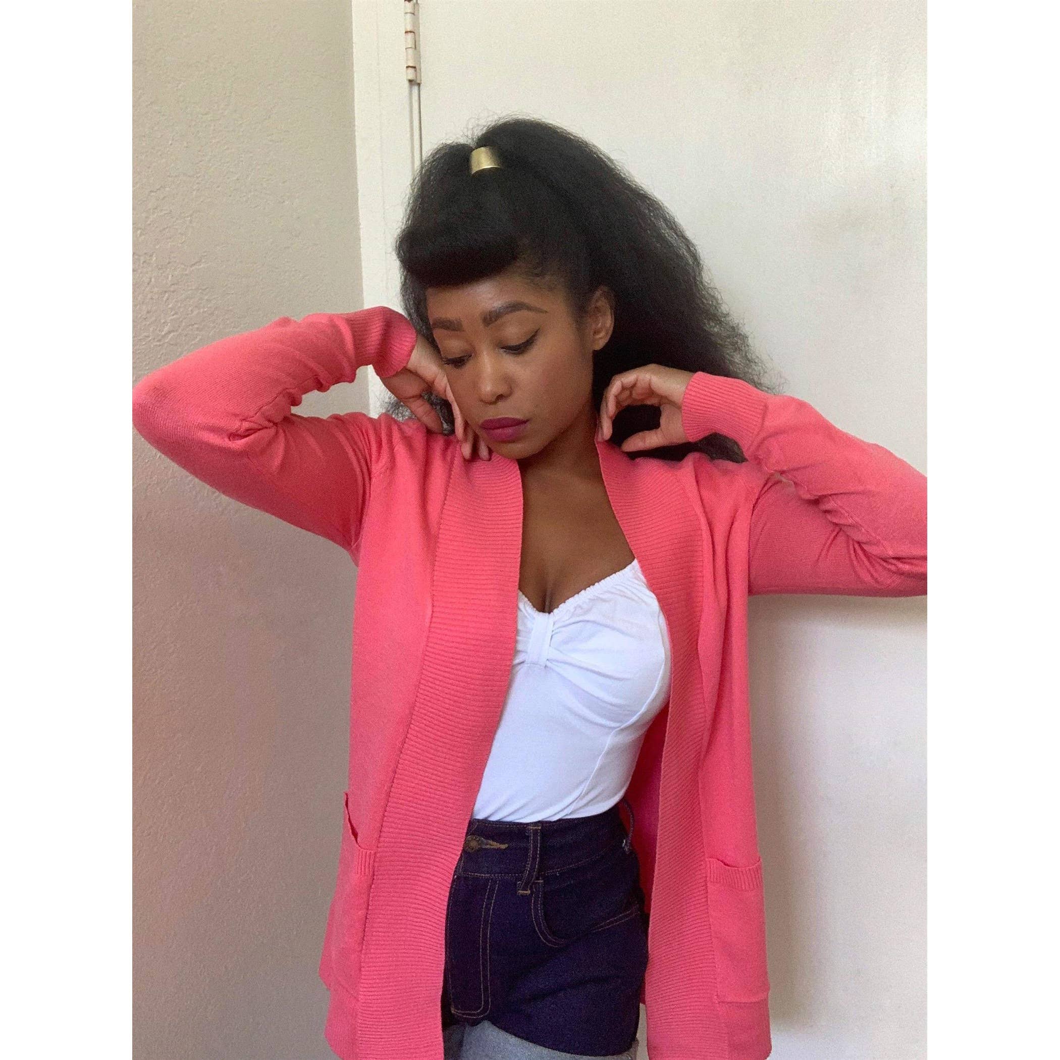 Mak - Wholesale Cardigan - Women's - Long Sleeve Open Front Knit Shrug w/ Pocket Cardigan MK8558Y10