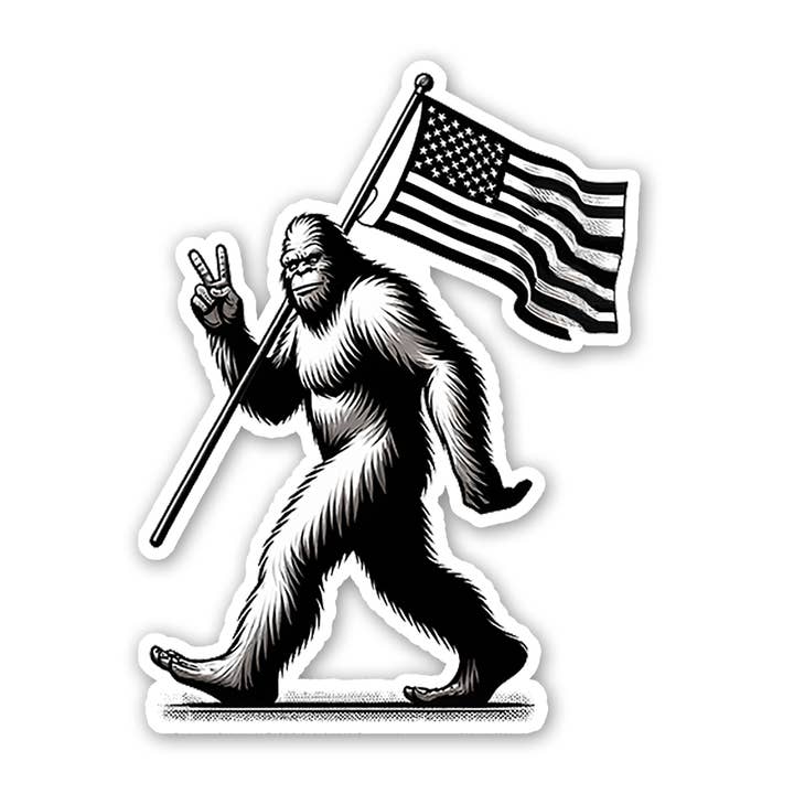 Bigfoot Peace Flag Sticker for wholesale by Sticker Atlas
