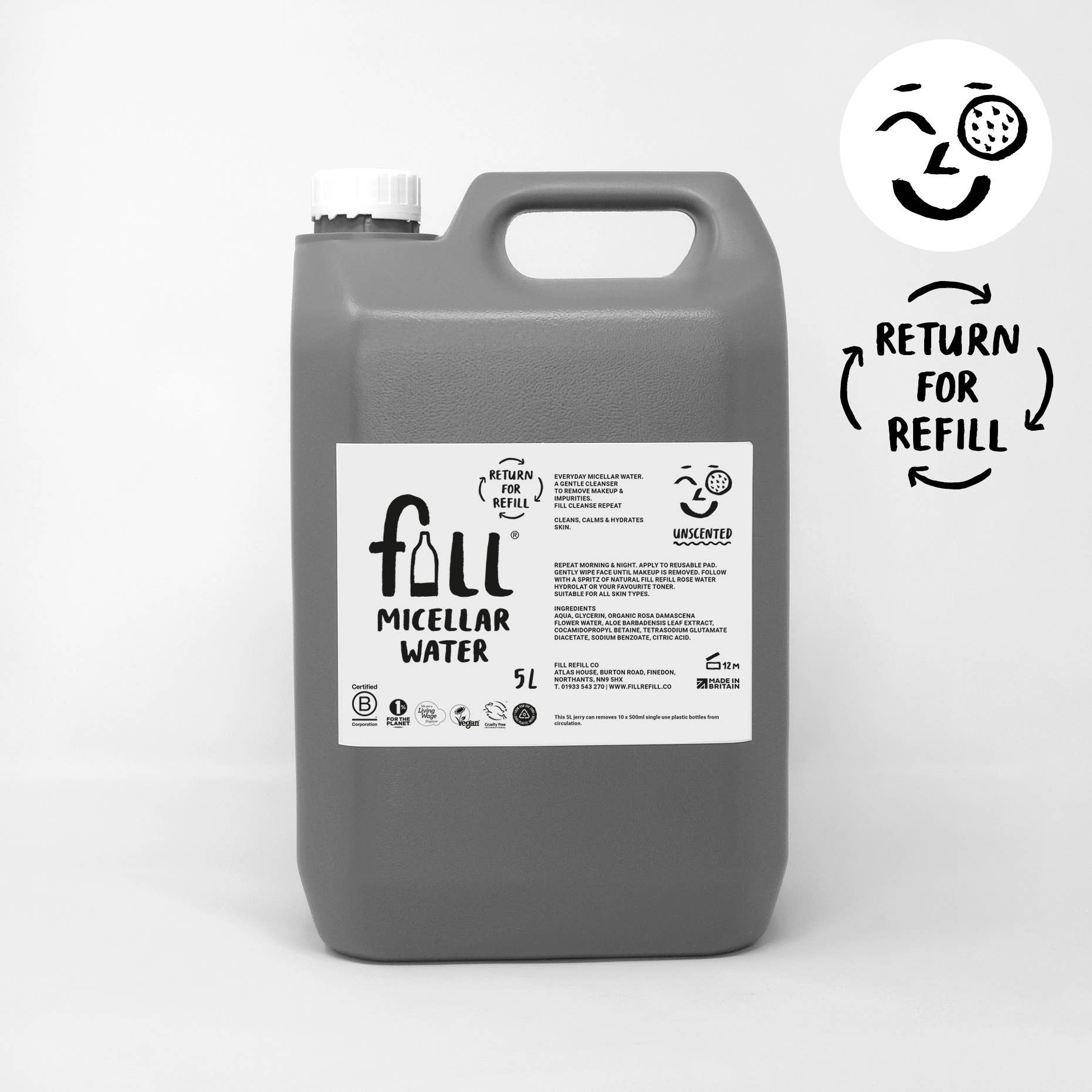 FILL REFILL CO – wholesale Make-up remover – Micellar Water 5L Refill & Returnable0
