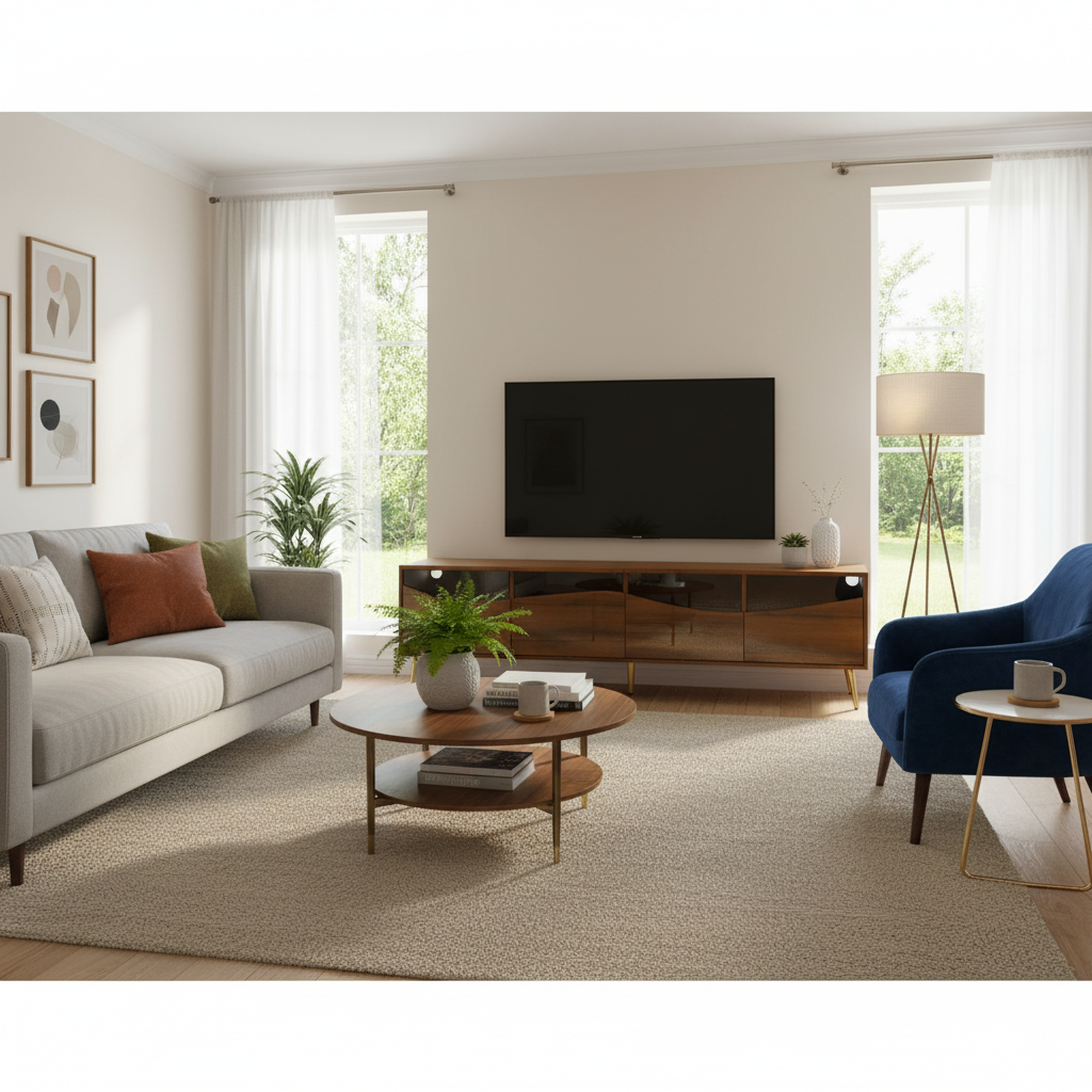 Urban Meuble - Wholesale Console Table - Retro walnut-effect TV stand with LED lighting and gold metal legs PROKARYOT6