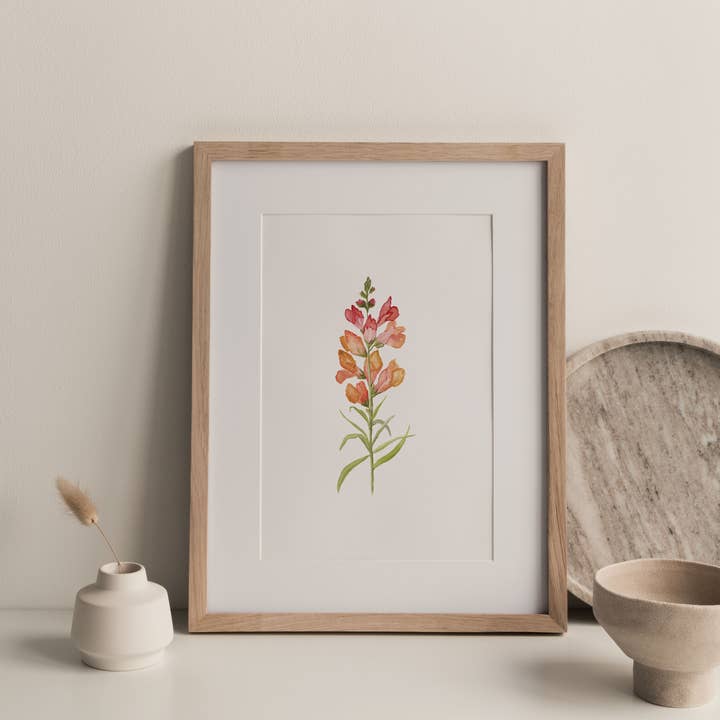 Impression artistique à l'aquarelle Snapdragon pour la vente par Farmcliff Studio