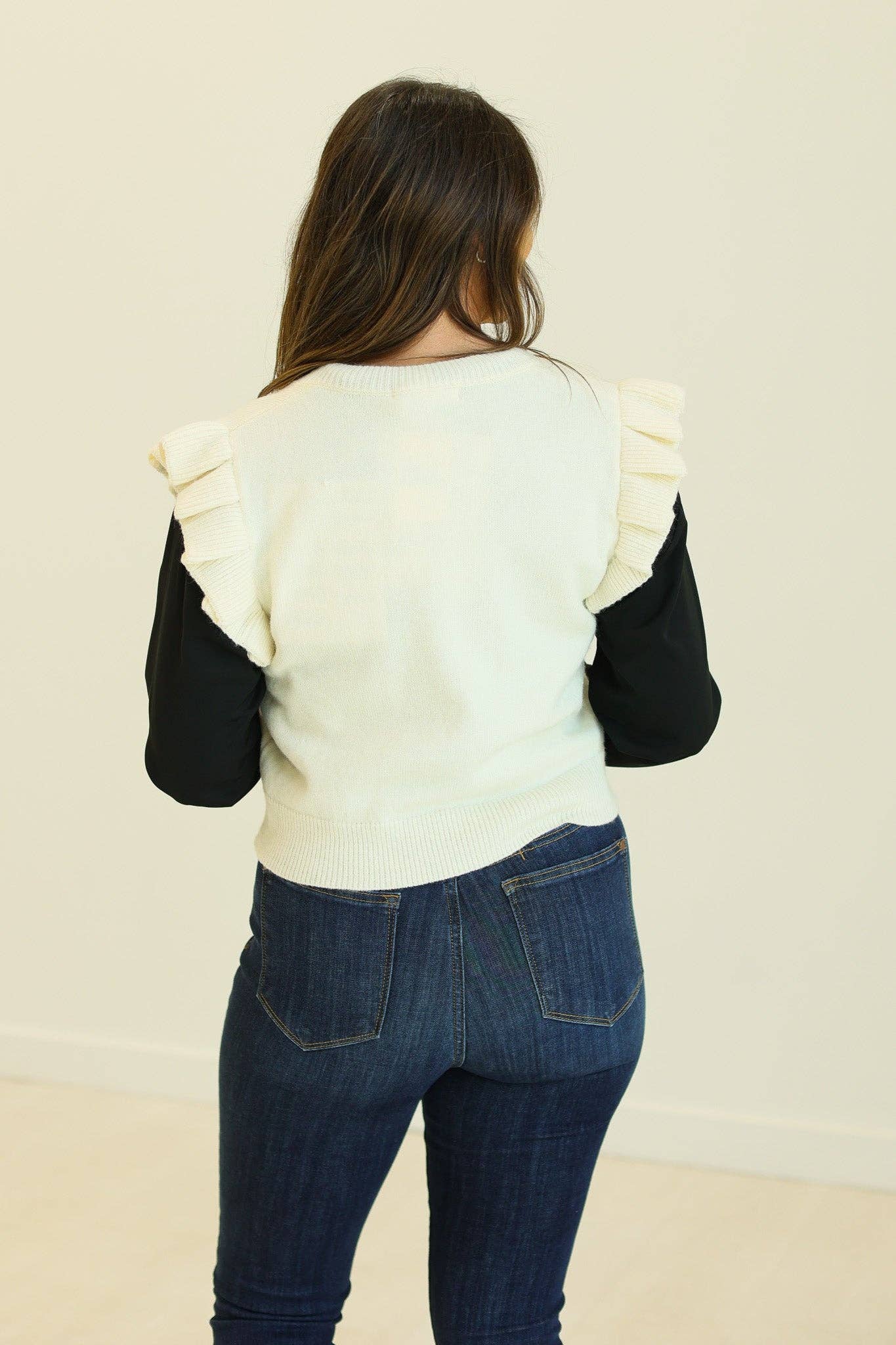 Beige Ruffle Sleeve Sweater Vest for wholesale on Faire7