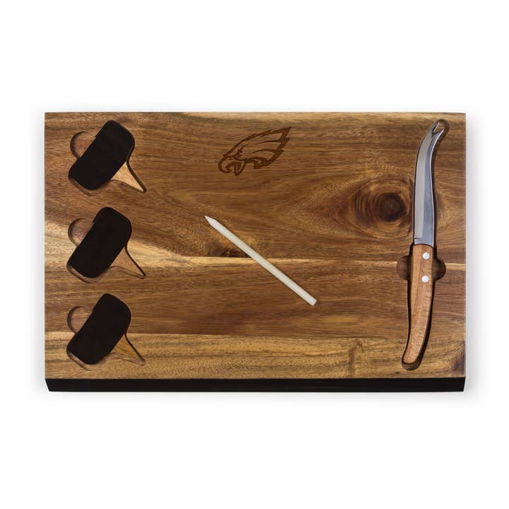 Philadelphia Eagles Delio Acacia Cutting Board & Tools Set for wholesale by Picnic Time Family of Brands