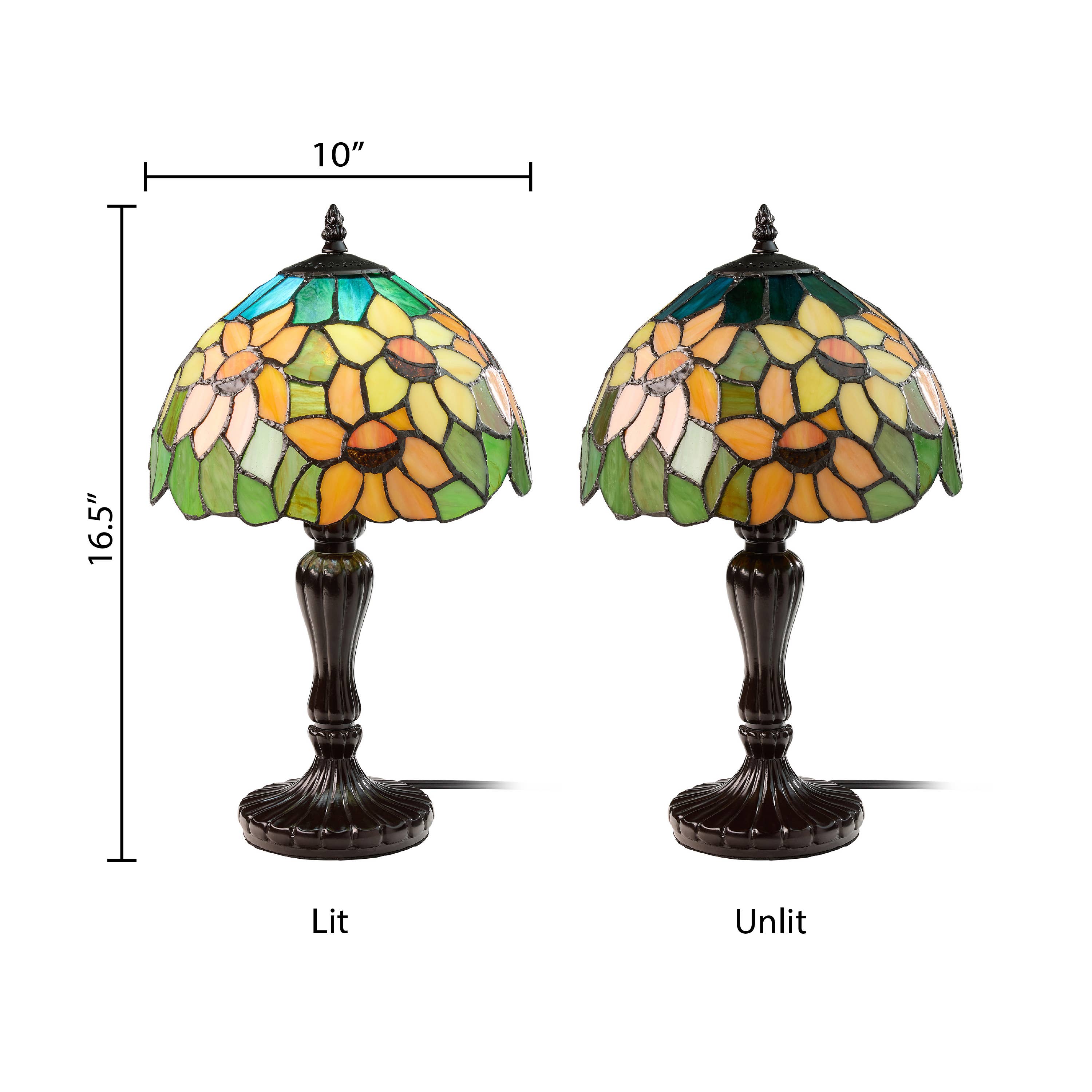 River of Goods - Wholesale Accent/Desk Lamp - 16.5"H Sunflowers Stained Glass Candlestick Table Lamp2