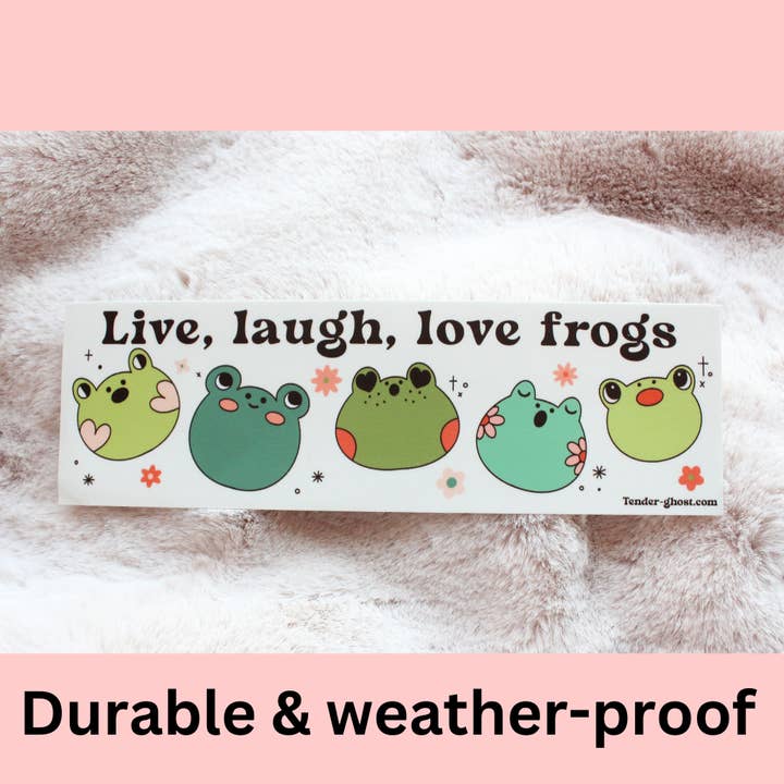 Tender Ghost – wholesale Klistermärke – Lev, skratta, älska grodor stötfångarklistermärke