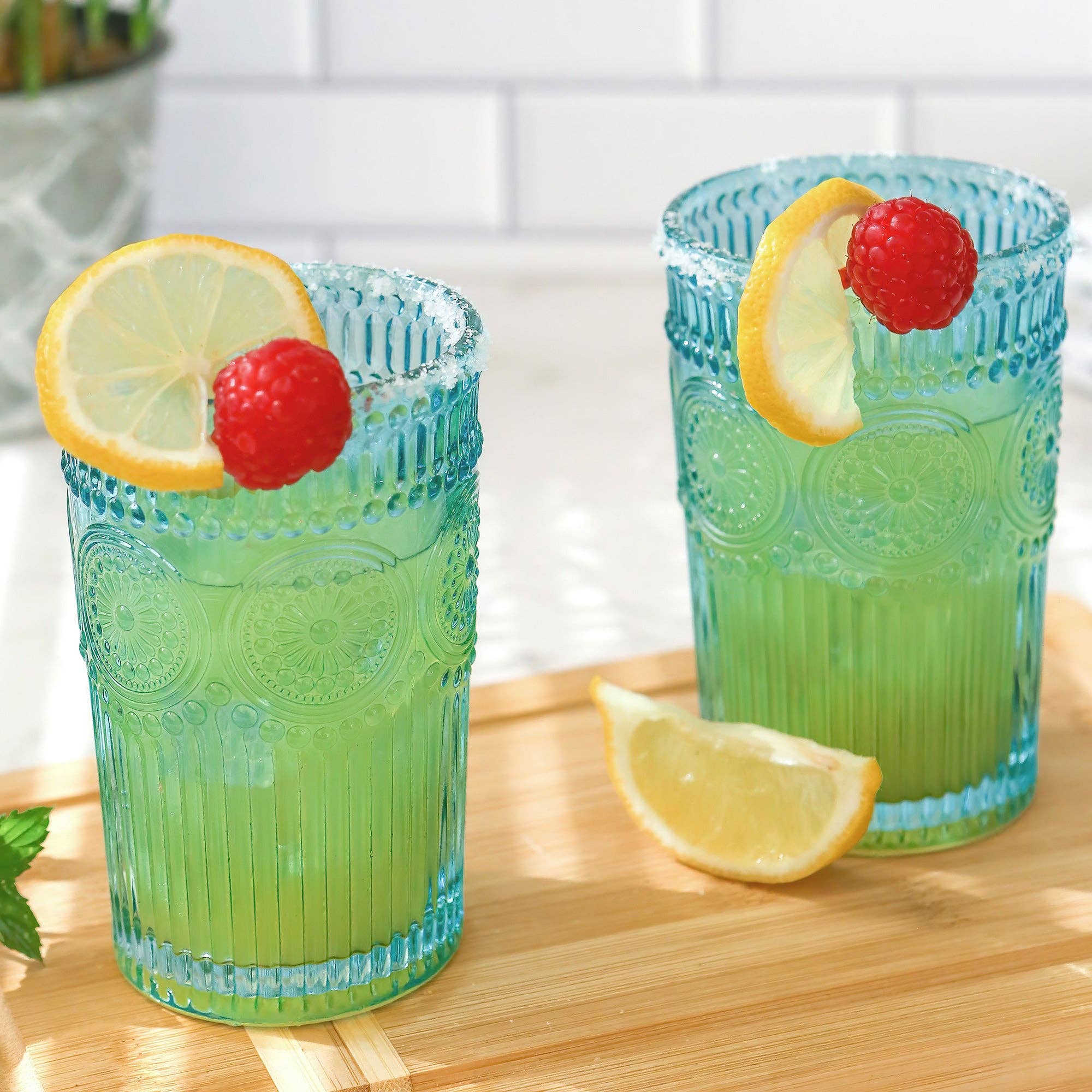 Kate Aspen – Copo/caneca por atacado – Conjunto de 6 Copos Vintage Texturizados Azul Aqua de 13 oz (cerca de 385 ml)1