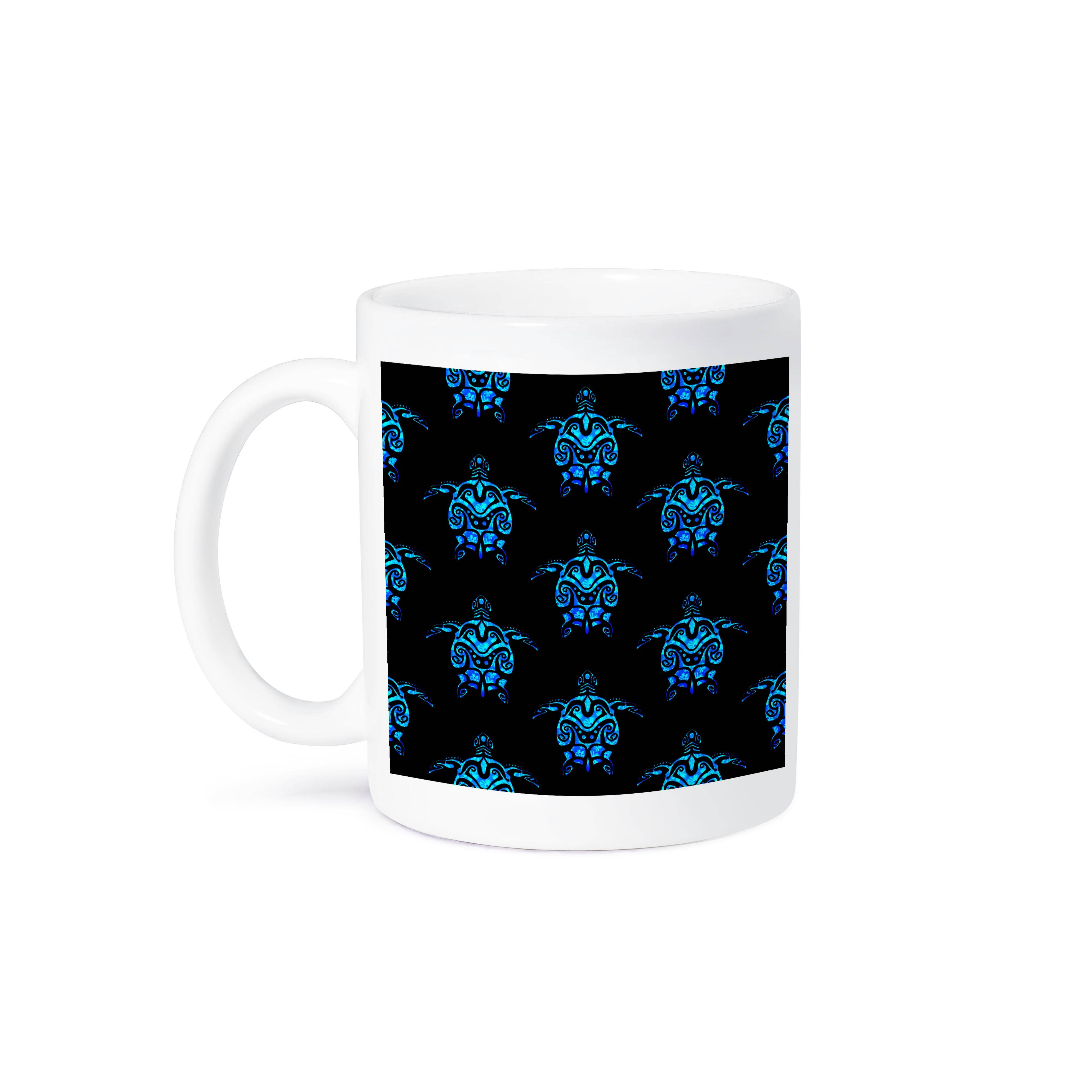 3dRose - Wholesale Coffee Mug - 3dRose, A blue and black Hawaiian island tattoo style turtle Honu pattern., Mug8